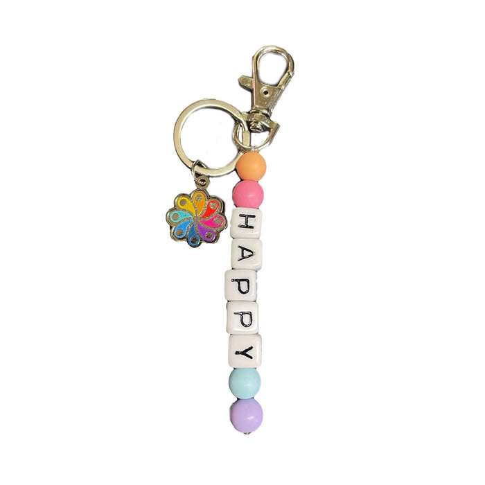 Hersheypark Beaded "Happy" Keychain