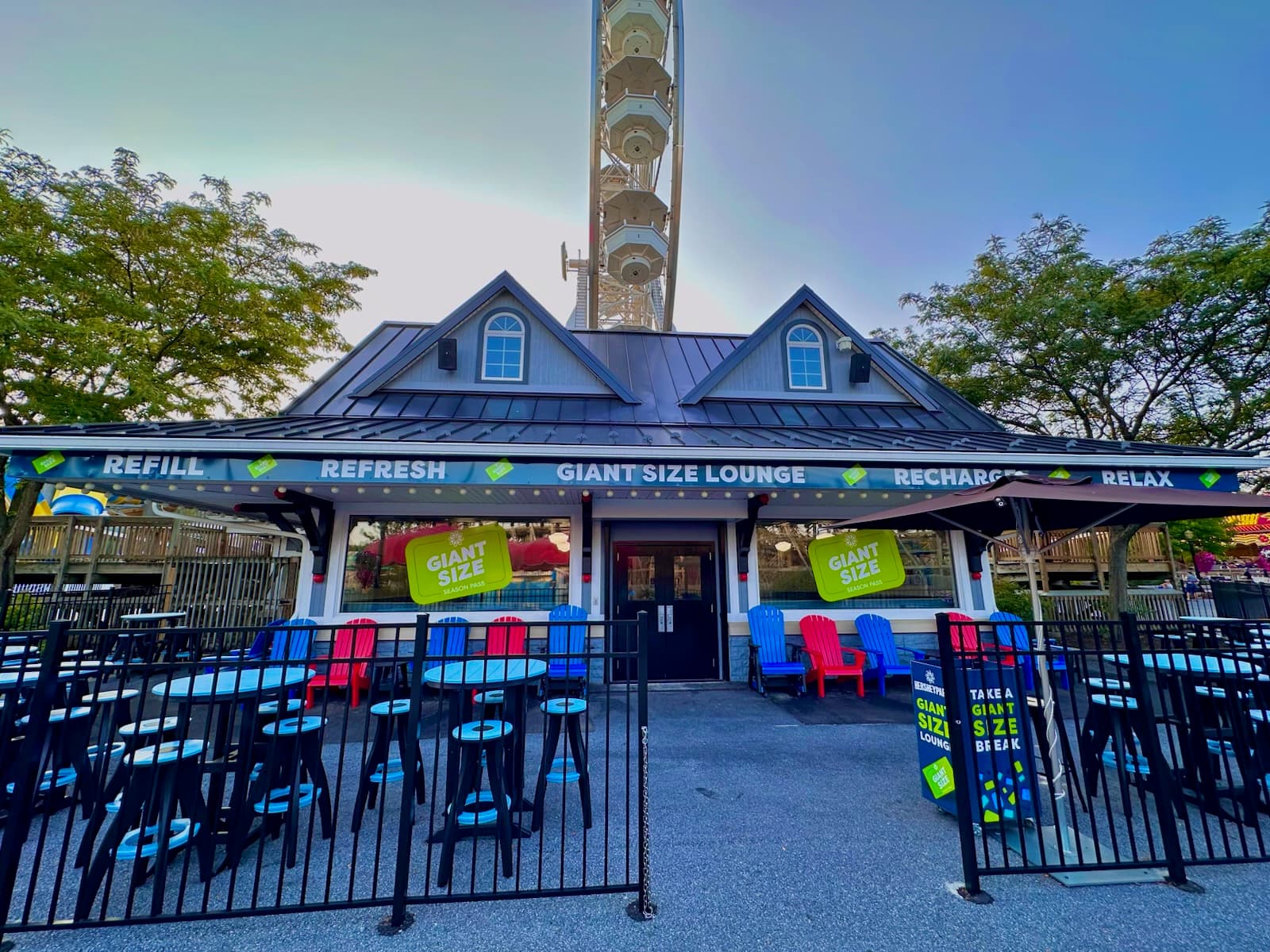 exterior of giant size season pass lounge
